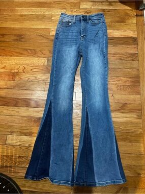 Cello Flared Two Tone Jeans Stretch High Rise 3